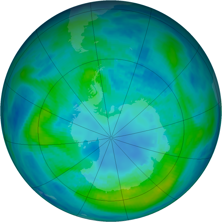 Antarctic ozone map for 16 April 1987